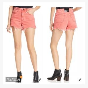 Alexander Wang Bite Red Denim High Rise Shorts